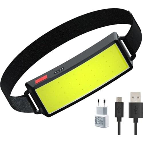 Headlight Portable Mini COB LED Headlight With Built-In Battery Flashlight USB Rechargeable Head Light Torch EU Plug