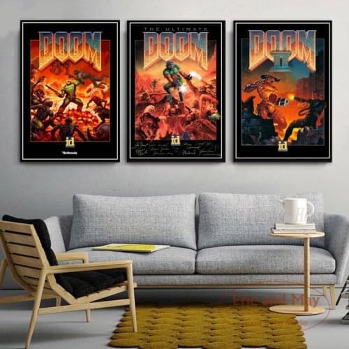 Poster Prints Classic Halo Video Games The Ultimate Doom Game Wall Art Canvas Painting Wall Pictures For Living Room Home Decor