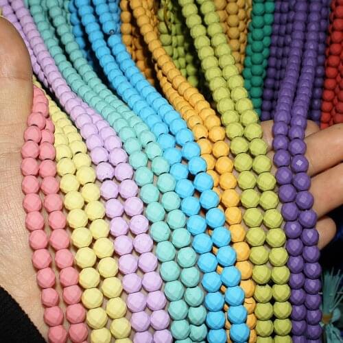 2~8mm Natural Stone Hematite Section Beads Candy Colors Matte Spherical Jewelry Making DIY Necklace Bracelet Accessories 15