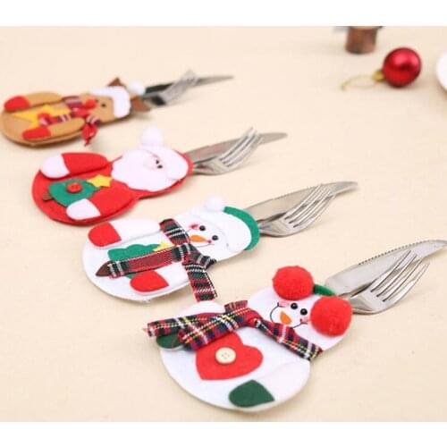 8pcs Christmas Decorations Snowman Kitchen Tableware Knife Fork Cutlery Bag Set 2021 Navidad Natal Christmas Decoration For Home