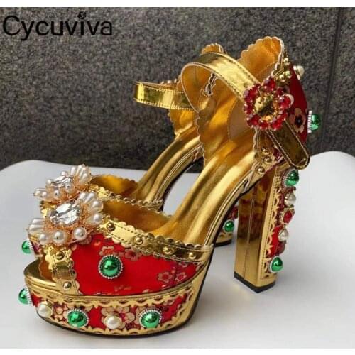 Luxury Rhinestone Super Heels Sandals Women Platform Crystal Gladiator Sandals High Heel Party Shoes Woman Sandalias Mujer 2021