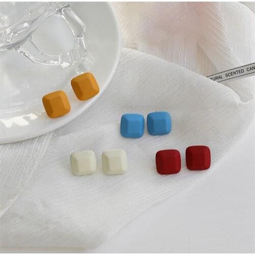 S925 needle geometric color earrings simple small earrings for women in 2021 new fashion earrings temperament