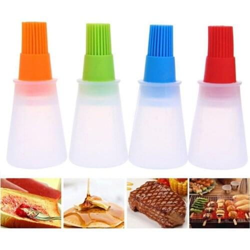 Silicone Oil Bottle with Brush & Cover Baking BBQ Basting Brush Pastry Oil Brush Kitchen Baking Honey Oil Barbecue Tool Gadgets