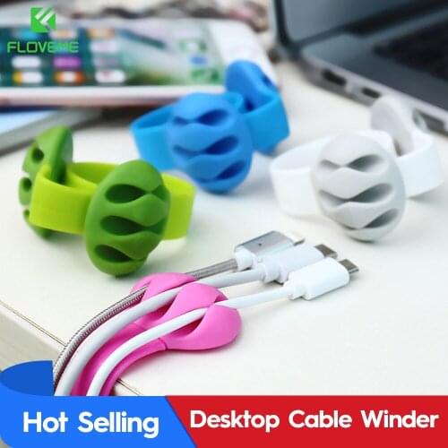 FLOVEME Silicone Cable Protector Wire Winder Clip Cord Holder Cable Organizer Management For iPhone Samsung USB Cables Protector