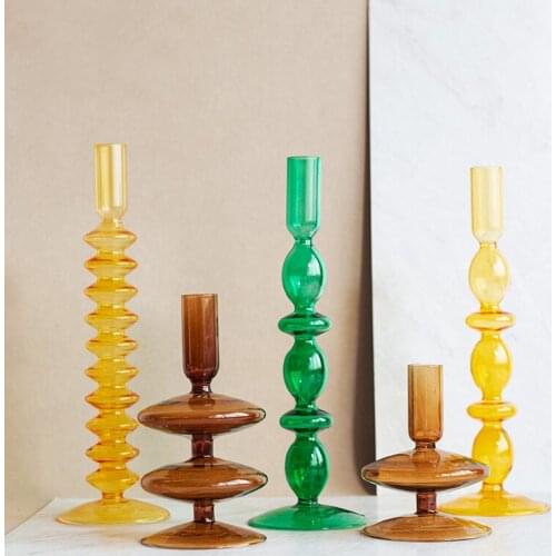 Glass Candle Stick Holders Taper Candles Holder for Candlestick Dinner Candles Party and Wedding Centerpieces Table Decoration