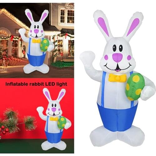 1.9M Lighted Inflatable Easter Bunny with Egg, Built-in LEDs, Perfect Outdoor Holiday Decorations for Patio, Yard, Wedding