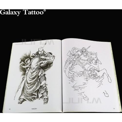 A4 Tattoo Books Ancient History Chivalrous People Guan Yu Tattoo Pattern Line Cap Collection Art Manual 56 Pages Free Shipping