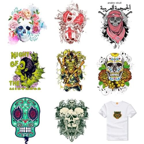 Iron-on Transfers for Clothing Patches Clorhing Stickers Stripe Rock Diy Skull Patch Pvc Vinyle Adhesive Flex Fusible Transfer C