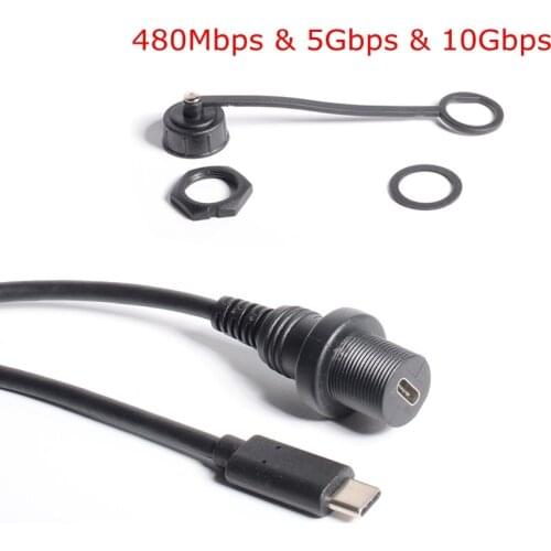 30cm USB-C IP67 Waterproof Cable type-c 3.1 3.0 2.0 IP 67 Male to Female Panel Mount Water Proof Connector Extension cord 1M 2M