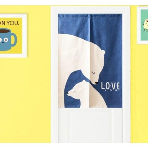 Animal Bear Geometric Cartoon Door Curtain Study Bedroom Home Decoration Tapestry Kitchen Curtains, Can Be Customized 85x120cm