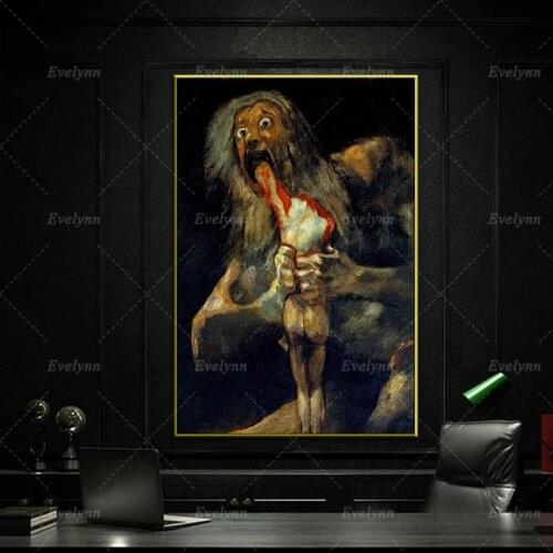 Saturn Devouring His Son Francisco Goya Vintage Poster Canvas Print Painting Copy Wall Art Picture Retro Art Home Decoration