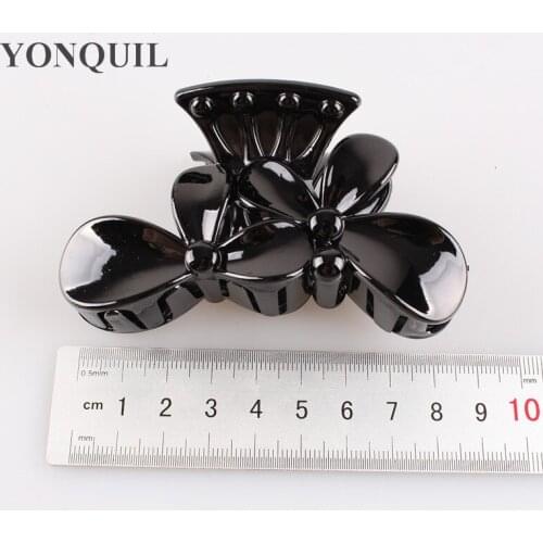 24Pcs/Lot Women 9CM Plastic Hair Jaw Clip Fashion Hair Claw Black Ladies Accessories for Female Bow Hair Crab Grip Clamp SYHC38