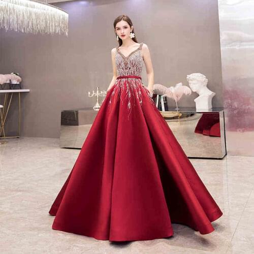 Robe de soiree Elegant Silver Sequins Gold Beads Evening Dresses Sleeveless Vestido de festa Party Prom Dress Formal Gown 2021