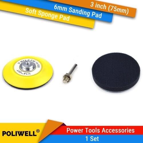 1 Set 3 Inch(75mm) Soft Sponge Interface Pads + 6mm Back-up Sanding Pad for Hook&Loop Sanding Discs Grinder Sander Abrasive Tool