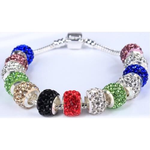 10Pcs/Lot New CZ Crystal Rhinestone European Large Hole Resin Glass Spacer Beads Charms Fit For Pandora Bracelets Jewelry Women