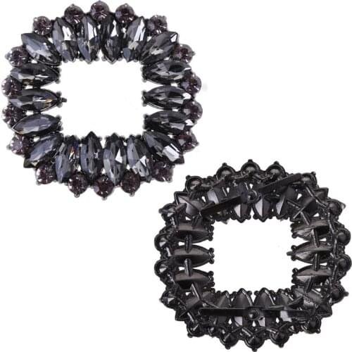 2 Pcs/Set Shoe Clip Zinc Alloy Square Hollow Rhinestone Floral Glitter Luxury Clips DIY High Heel Buckle Bridal Wedding Shoes