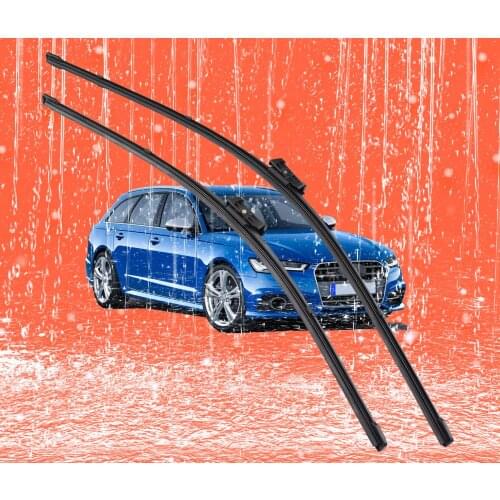 2 pcs Front Windshield Bracketless Wiper Blades Set 26"+21" for Audi S6 A6 Avant 2009-2016