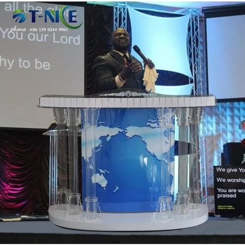 2021 AKLIKE Design Rostrum Deluxe Podium Floor Standing Lectern Church Pulpit Custom Acrylic Product Commercial Furniture