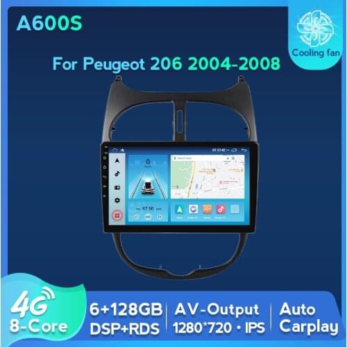 Android Auto GPS Navigation 4G LTE Car Multimedia Radio Player For Peugeot 206 2004 2005 2006 2007 2008 Av Output 8core RDS DSP