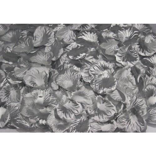 Free Shipping 1200pcs/lot Wholesale Silver Color Artificial Silk Flower Rose Petals Wedding Party Decoration Flowers Favors