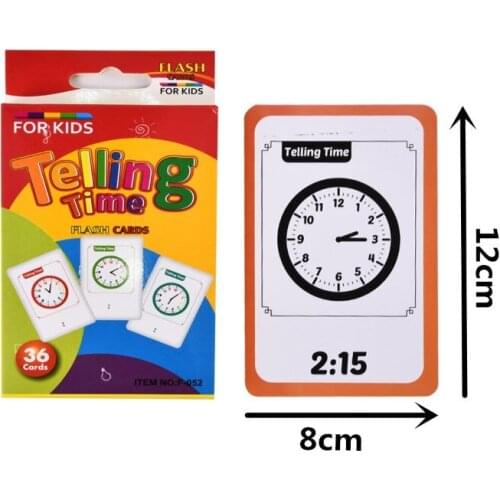 Telling Time Flash Cards Montessori Toy for Children Kids Early Preschool