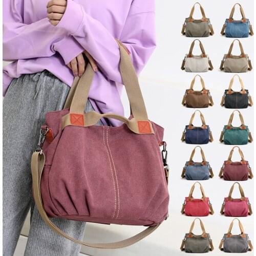 14 Colors Large Canvas Bag Women Handbags Shoulder Bag Ladies Hobos Totes Vintage Canvas Female Crossbody Bags for Women 2020