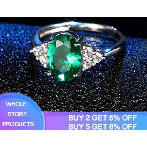 Made of Silver 925 Jewelry Green Emerald Gemstone Rings for Women Bizuteria Anillos Luxury Zirconia Diamond Rings for Females