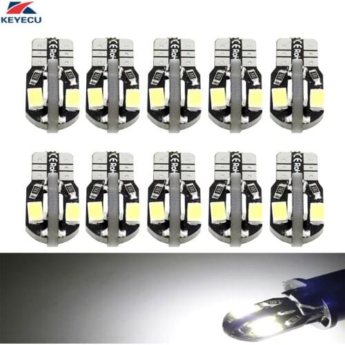 KEYECU 10 Pack White W5W T10 8SMD 5730 Chips Car Interior and Exterior Led Bulb Replacement for Map Dome Courtesy License Plate
