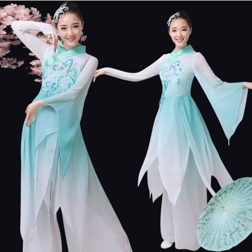 Classical Dance Costumes for Stage Perfromance Female Adults Elegant Chinese Fan Dance Clothing Lady Umbrella Dance Outfit 90