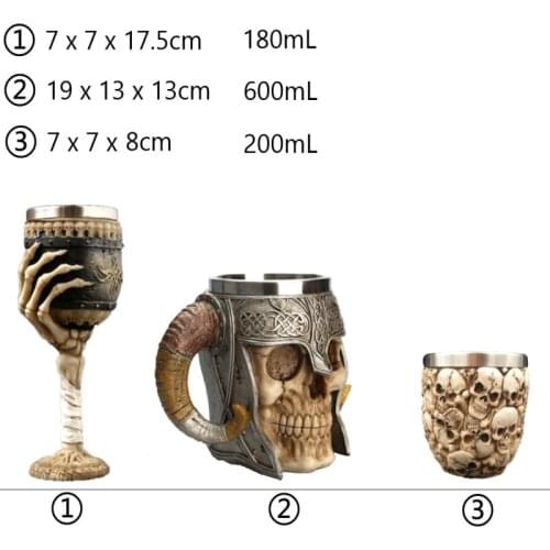 Creative Wineware Stainless Steel Inner Pot Skull Wine Set Whiskey Glass Vodka Mug Goblet Cup Skeletons