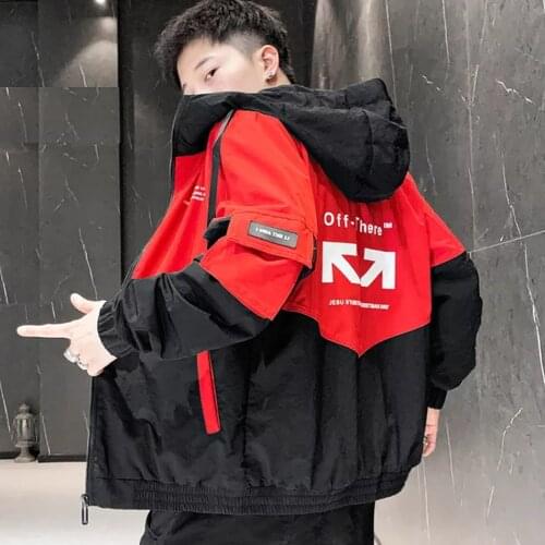 2020 Spring and Autumn Men Loose Casual Sports Jacket Outwear Hooded Coat Fashion Printed Parka