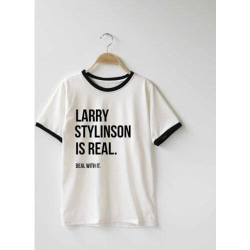 Larry Stylinson Is Real Deal With It fashion t shirt Tee Tumblr girls t shirt girls tops ringer tees high quality tops-J112
