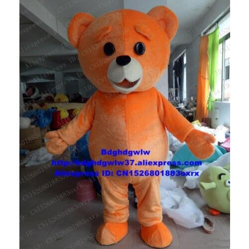 Orange Colour Teddy Bear Mascot Costume Adult Cartoon Character Outfit Suit Commercial Strip Drive Trade Shows zx473