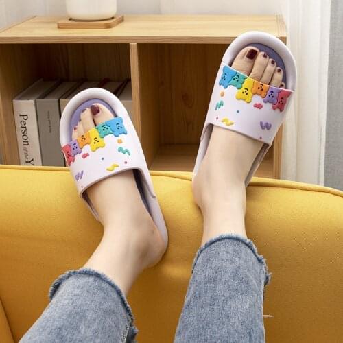 Cute Bear Cartoon Slippers Women Bathroom Household Indoor Slipper Mens Slippers Indoor Mens Shoes Non-Slip Wear-Resistant