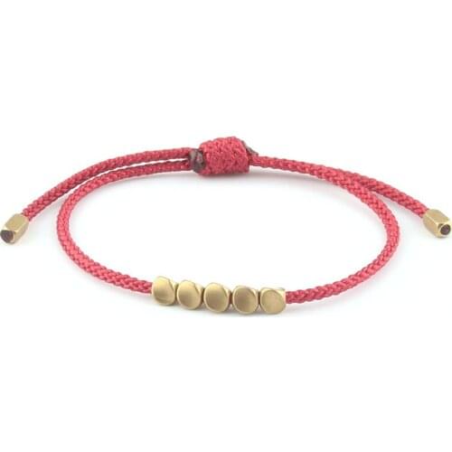 Cute Bear Lucky Red String Bracelet & Bangles Men Women Lovers Handmade Braided Adjustable Tibetan Copper Bead Bracelets Jewelry