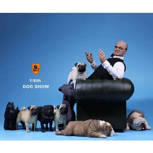 Mr.Z 1/6 Simulation Animal PUG Dog Canis Lupus Familiaris Model Toy F 12" Action Figure Scene Car Decoration Ornaments Display