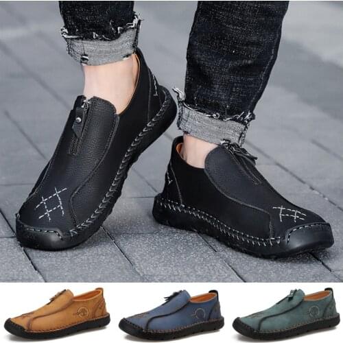 YISHEN Men Casual Shoes Fashion Genuine Leather Walking Style Shoes Loafers Moccasins Slip on Flats Men Driving Shoes Size 38-48