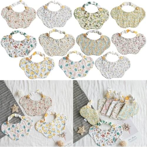Soft Cotton Baby Bibs Floral Printing Newborn Saliva Towel Baby Boys Girls Feeding Apron Bibs Elastic Bandana Baby Feeding Stuff