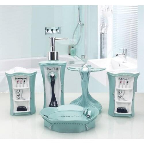 European-style Makeup Bathroom Toiletries Five-piece Kit Creative Resin Bathroom Accessories Washing Set Wedding Decoration Gift