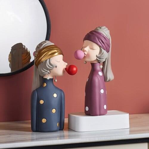 Nordic Resin Abstract Sculpture Angel Home Decoration Accessories Modern Girl Figures Lovely Statues Decoration Tabletop Decor