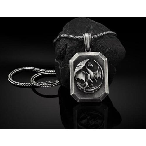 Nibelungen double pterodactyl pure tin pendant necklace men Nordic Jewelry on the neck retro new zodiac tag Man chain necklace