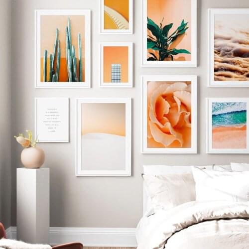 Beach Sea Flower Cactus Leaf Plant Desert Nordic Posters And Prints Wall Art Canvas Painting Wall Pictures For Living Room Decor