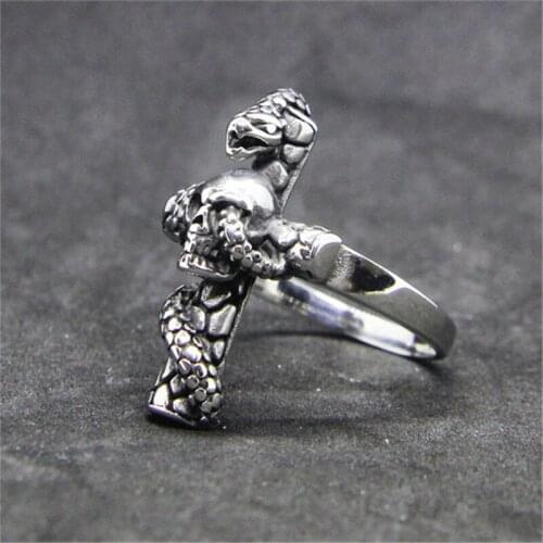 Rany&Roy Newest Men Boys Skull Snake Ring 316L Stainless Steel Jewelry Fashion Demon Skull Ring