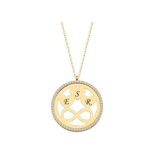 Silver Gemstone Plate Letter Necklace