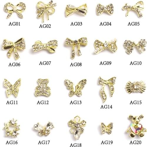 New 3D Flat Back Alloy Metal Glass Crystal Mixed Shape Nail Art Rhinestones 5/10Pcs Apply To DIY Manicure Accessories