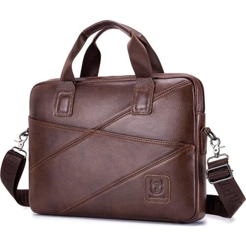TopFight Leather HandBags Coffee Color Mens Briefcase Business Bag 14inch Laptop Bag Bolso Hombre Bolsa Masculina Shoulder Bags