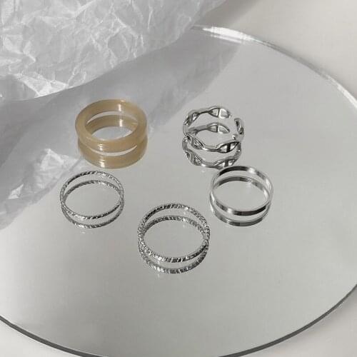 U-Magical Luxury Simple Circle Ring for Women Temperament Silver Color Metal Hollow Chain Pig Nose Index Finger Ring Jewellery