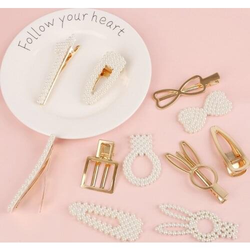 Heart Bow Plastic ABS Pearl Beads Hair Clip Blank Base Supplies for DIY Pearl Barrette Jewelry Findings Handmade Accessories