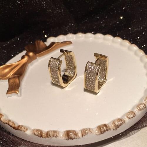 Gold Color Zircon Earring Metal Drop Earring Geometric Enamel Square New Exaggerated For Woman Punk Mini Jewelry Fashion