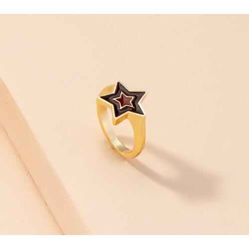 New Ins Creative Simple Color Star Ring Vintage Blue Star Smiley Rings For Women Girls Fashion Jewelry Gift
